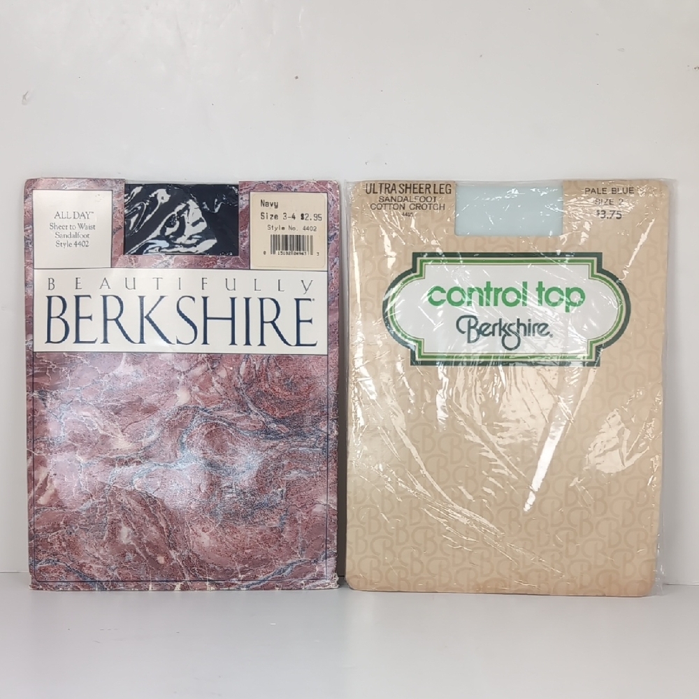 Berkshire Set Of 2 Vintage Sheer Pantyhose Navy And Pale Blue